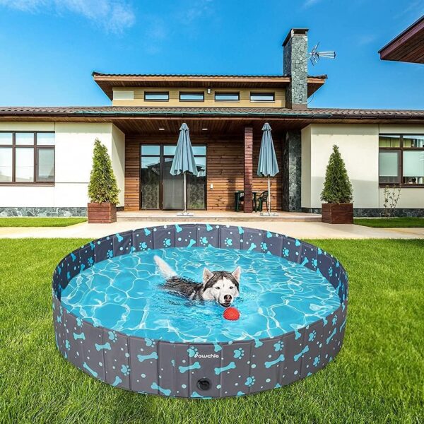 PAWCHIE Foldable Dog Swimming Pool - Portable Collapsible PVC Pet Bathing Tub for Large Dogs Cats Kids 63" x 12" - Image 7