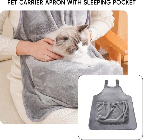 Cat Carrier Apron, Pet Carrier Apron for Cats and Small Dogs, Hands Free Adjustable Cat Pouch Apron, Soft Breathable Washable Cat Sling Carrier for Indoor Outdoor Use, Cozy Pet Cat Sleeping Bag Apron - Image 6