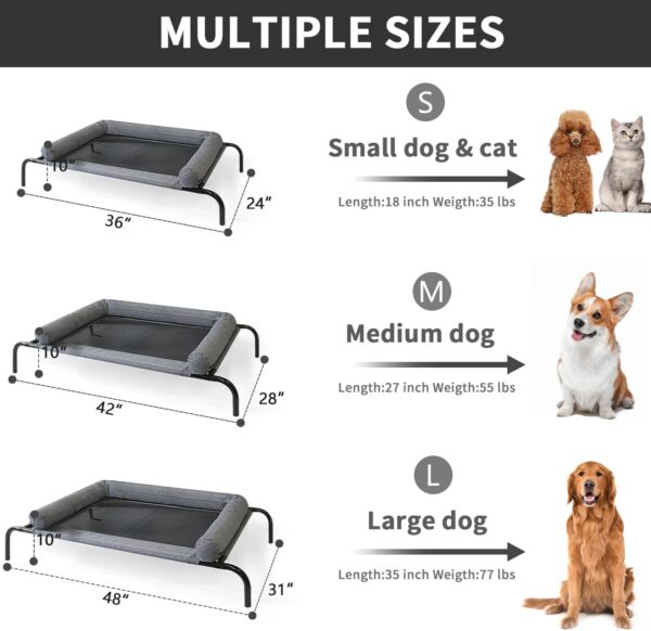 PETIME Cooling Elevated Pet Cushion Bed Raised Dog Cots Beds for Small Dogs, Portable Indoor & Outdoor Pet Hammock Bed, Frame with Breathable Mesh and Removable Bolsters (42 Inch) - Image 4