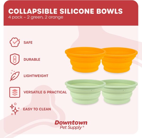 Downtown Pet Supply Replacement Dog Bowls, 4-Pack (5 Cup / 40 Ounce) for Elevated Feeders - Collapsible Silicone, Lightweight for Travel - Dishwasher Safe - Image 2