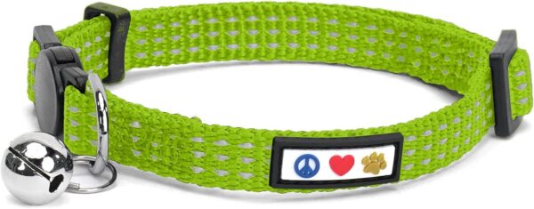 Pawtitas Reflective Cat Collar with Safety Buckle and Removable Bell Cat Collar Kitten Collar Green Cat Collar