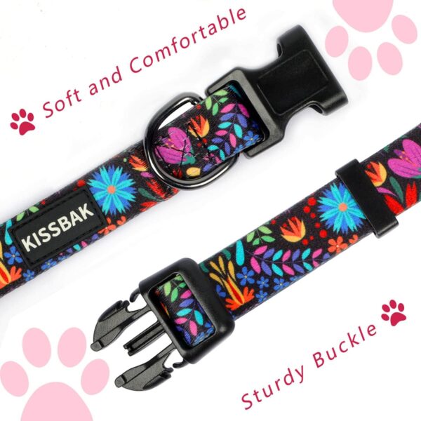 KISSBAK Dog Collar for Small Dogs - Special Design Cute Girl Dog Pet Collar Soft Adjustable Fancy Floral Girl Puppy Dog Collars (S, Floral Purple) - Image 5