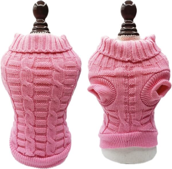 Cat Sweater,Turtleneck Knitted Kitten Clothes,Cat Sweaters for Cats only, Sphynx Cat Clothes,Small Dog Sweaters(Pink,S) - Image 2