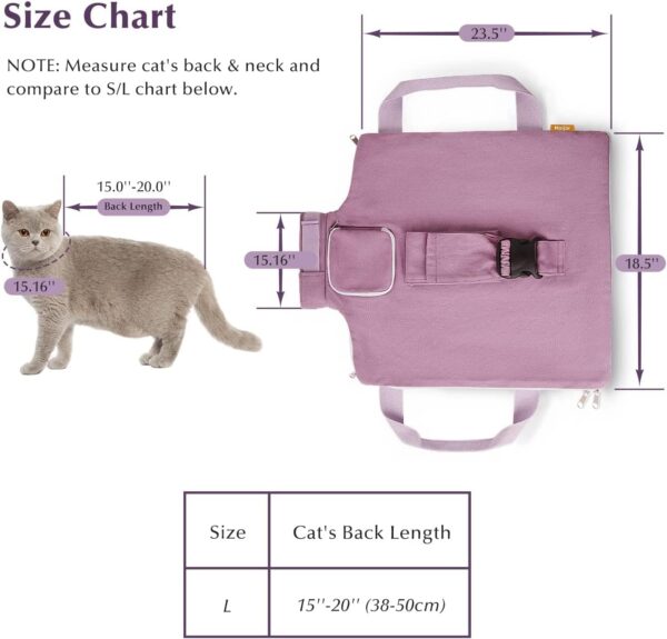 Cat Grooming Bag for Nail Trimming, Pet Grooming Hammock for Vet Visits, Adjustable Anti-Bite and Anti-Scratch Cats/Dogs Restraint Bag for Injection, Medicine Taking - Size L - Image 2