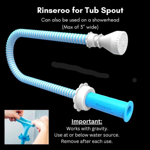 Rinseroo Slip-On Bathtub Faucet Sprayer Attachment. Ultra-Flex Dog Shower Hose Adapter Portable Hose Attachment with Sprayer Pet Showerhead Attach Tub Spout 5 Foot Hose. No Install for Speedy Washing - Image 2