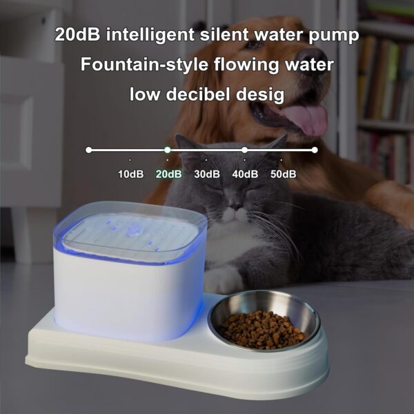 Cat Fountain Cat Water Fountain and Food Bowl 3l/Utomatic Pet Fountain Dog Water Dispenser Cat Water Fountain Quiet Pump and 3 pcs Filter Waterproof matLED Light for ，Cat Feeding and Watering Supplies - Image 3