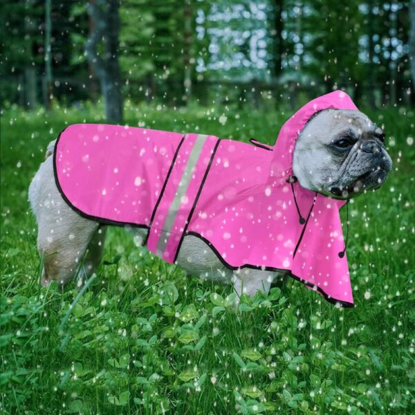 Reflective Puppy Raincoat - Waterproof Adjustable Pet Hooded Slicker Poncho Raincoats Jacket, Lightweight Dog Rain coat(Pink, Small) - Image 4