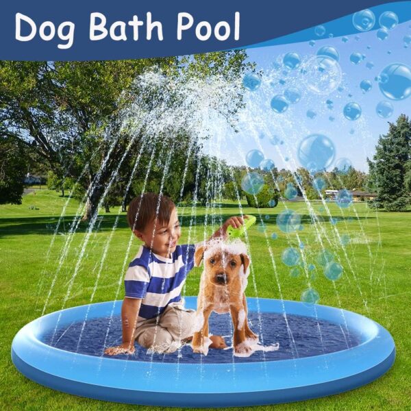 Raxurt Dog Pool, 51 Inch Splash Sprinkler Pad for Dogs Thickened Durable Upgrade Bath Pool Pet Summer Outdoor Water Toys, Blue - Image 7