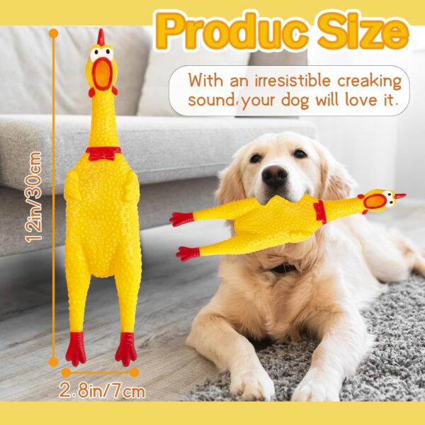 Rubber Chicken,Squeeze Squawking Chicken,Yellow Screaming Chicken Dog Toys,Prank Noise Maker Dog Toys for Silly Novelty Party Favors,Family Games 12 Inch - Image 2