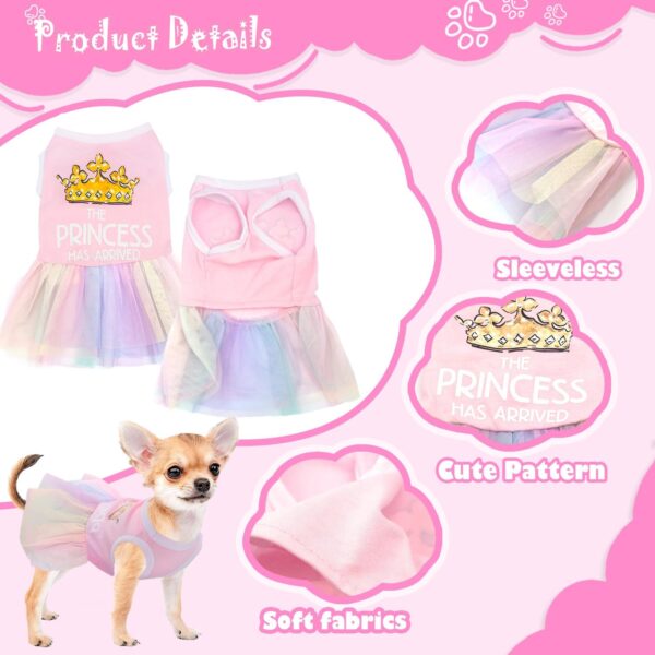 Dog Dress for Small Dogs Girl 2 Pieces Cute Dog Dresses with Princess Donuts Pattern Puppy Tutu Skirt Cat Outfit Girl Dog Clothes for Birthday Wedding Costume Purple Pink XXS - Image 3