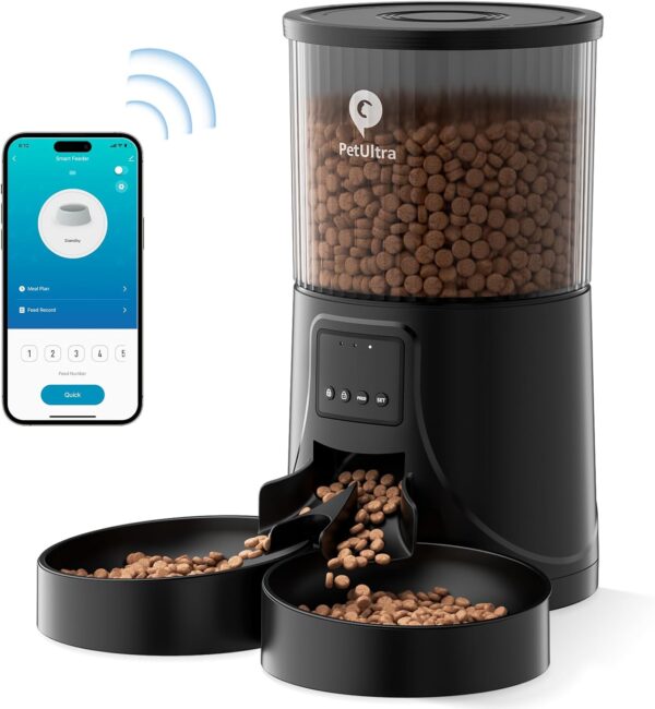 Cat Feeder Automatic for 2 Cats: Automatic Cat Feeder WiFi 2.4G- Time Dual Cat Feeder 1-10 Meals| Smart App Control Auto Pet Feeder for Cats and Small Dog Indoor- Dual Power& Detachable Clean