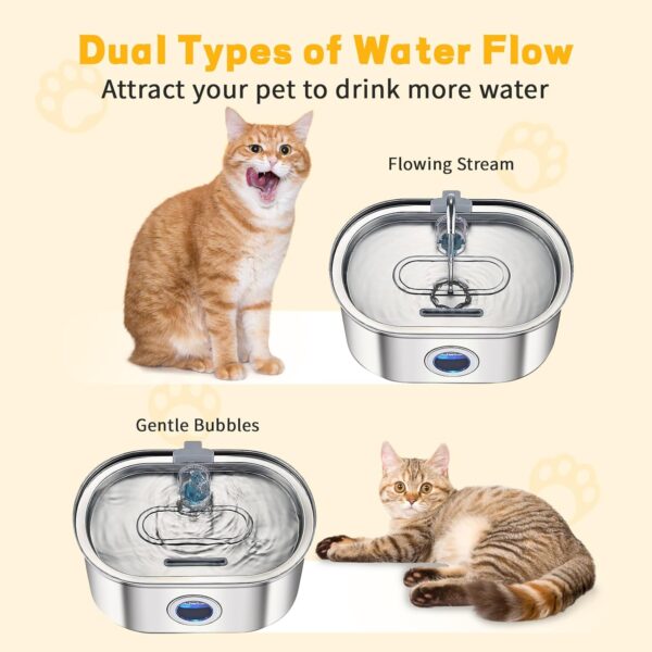 Cat Water Fountain, 3.2L/108oz Stainless Steel Pet Water Fountain, Automatic Dog Water Fountain with Water Level Window, Quiet Pump, Multi-Filter, Dishwasher Safe Water Fountain for Cats Inside - Image 4