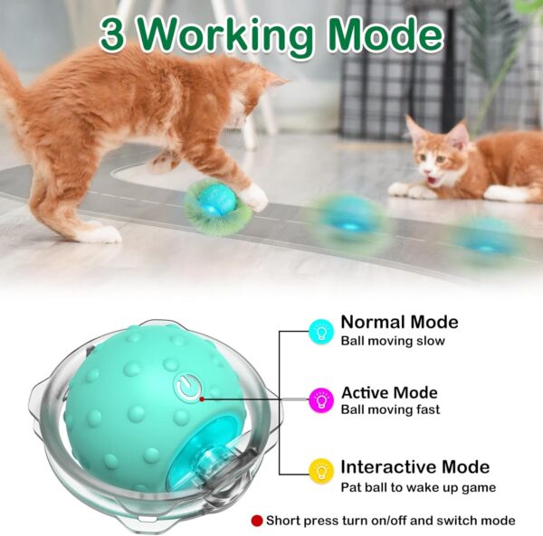 Interactive Cat Toys Ball for Indoor Cats Fast Rolling in Tunnel, Motion Activate Cat Toy with Chirping, Hide and Seek Mouse Catching Toy (Green) - Image 4