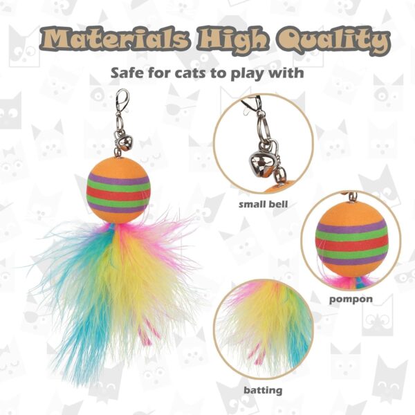 Cat Toys Interactive Wand Feather Cat Toy Equipped with Double Head Super Sucker&6 in 1 Hands-Free Natural Bird Badminton Pets Indoor Dance Play Toy - Image 3