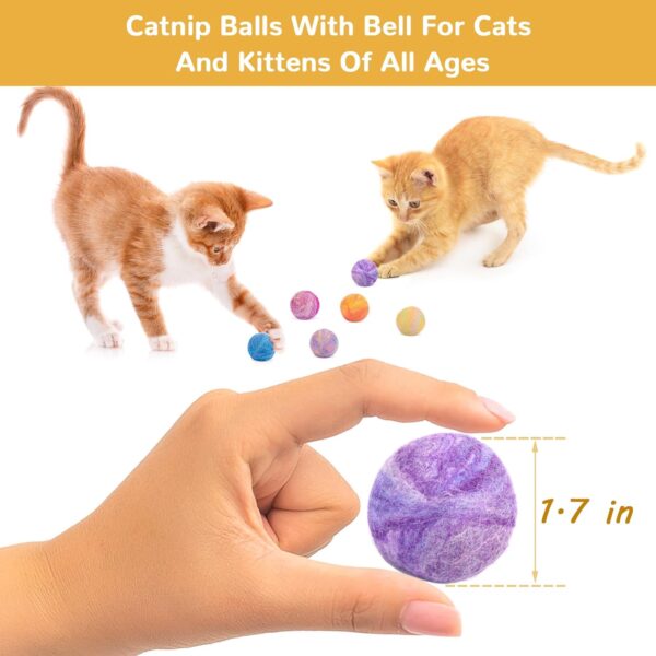 Retro Shaw Catnip Toys, Catnip Balls with Bell, Cat Toys with Silvervine and Catnip, Catnip Toys for Cats, Cat Toys for Indoor Cats, Cat Chew Toy, Cat Nip Toys for Cats Kittens Kitty, 6 Pack - Image 5