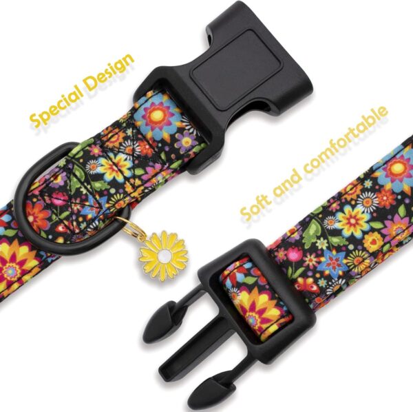 Faygarsle Floral Dog Collar for Girls and Female Dogs Soft and Fancy Pet Collar with Flower Design Ideal Black Dog Collar for Small Medium Large Dogs M - Image 5