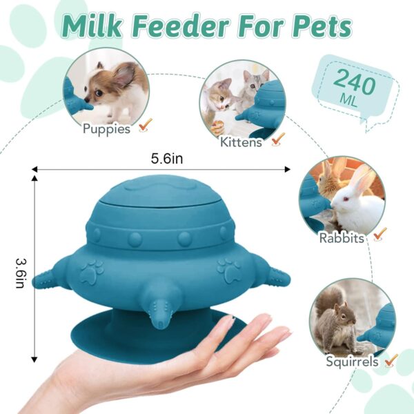 Puppy Feeder for Multiple Puppies, 4 Teats Puppy Milk Feeder Puppy Nipple Feeder Silicone Puppy Nursing Station, 240ml Puppy Nursing Bottles for Kittens, Puppies, Rabbits - Image 5