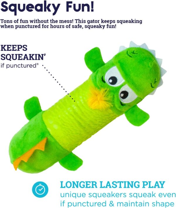 Petstages Stuffing-Free Big Squeak Gator Plush Dog Toy, Medium - Image 3