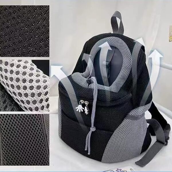 Dog Carrier Backpack Pet Dog Carrier Front Pack Breathable Head Out Travel Bag for Traveling Hiking Camping for Small Dogs Cats Rabbits (Small, Black) - Image 4