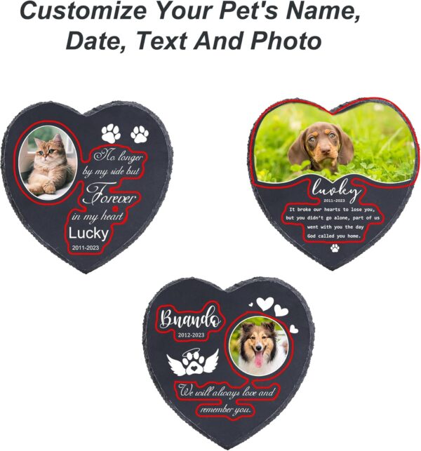 Personalized Pet Memorial Stone for Dogs 5.5" x 5.5", Customized Heart Dog Memorial Gifts for Loss of Dog, Dog Memory Gifts, Cat Loss Gifts, Pet Headstone for Indoor Outdoor, Pattern-3 - Image 2