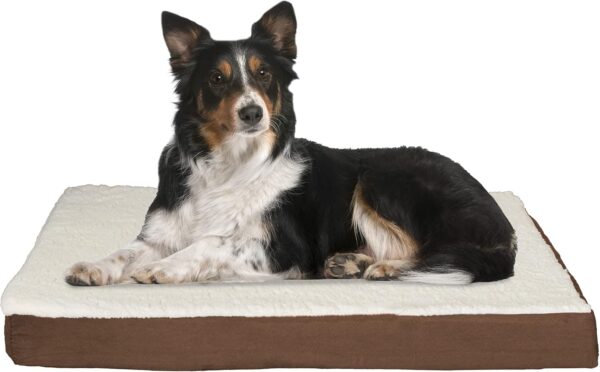 PETMAKER Orthopedic Dog Bed – 2-Layer Memory Foam Dog Bed with Machine Washable Sherpa Top Cover – 36x27 Dog Bed for Large Dogs up to 65lbs (Brown)