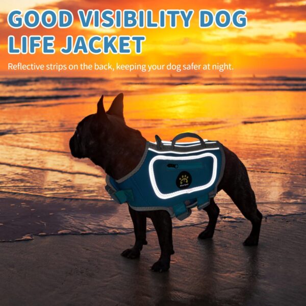 Dog Life Vests for Swimming, High Visibility Dog Life Jacket Lightweight Adjustable Reflective Dog Swim Vest for Boating, High floating Dog Life Preserver with Rescue Handle (Blue, XL) - Image 7