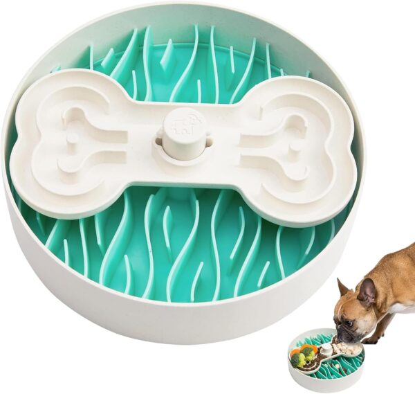 Slow Feeder Dog Bowl, Dog Bowl for Dry, Wet, and Raw Food, 9.8 Inches Dog Food Puzzle Makes Mealtime Fun, Dog Puzzle Feeder for Large Dogs,Green