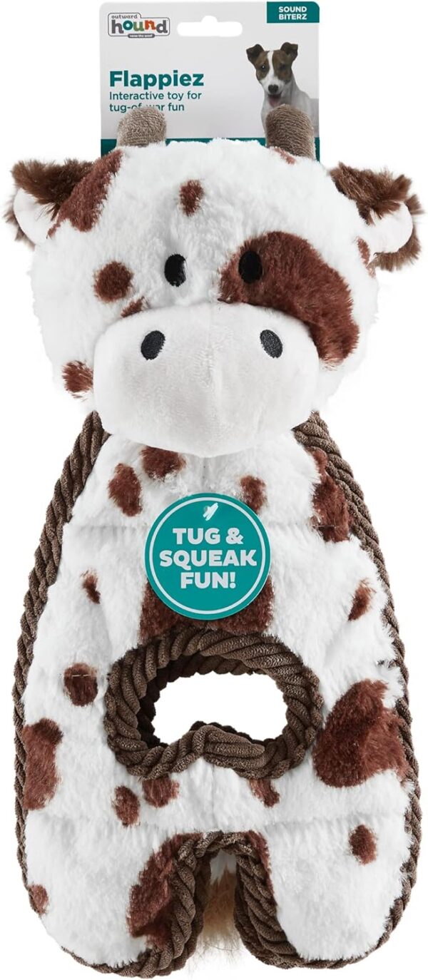 Outward Hound Cuddle Tugs Cow Plush Squeaky Dog Toy - Image 2