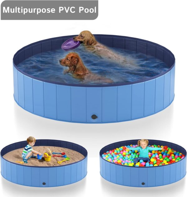 Heeyoo Foldable Dog Pool, Portable Hard Plastic Dog Swimming Pool， Outdoor Collapsible Pet Bathing Tub for Pets Dogs and Cats, 79 x 12 Inches - Image 5