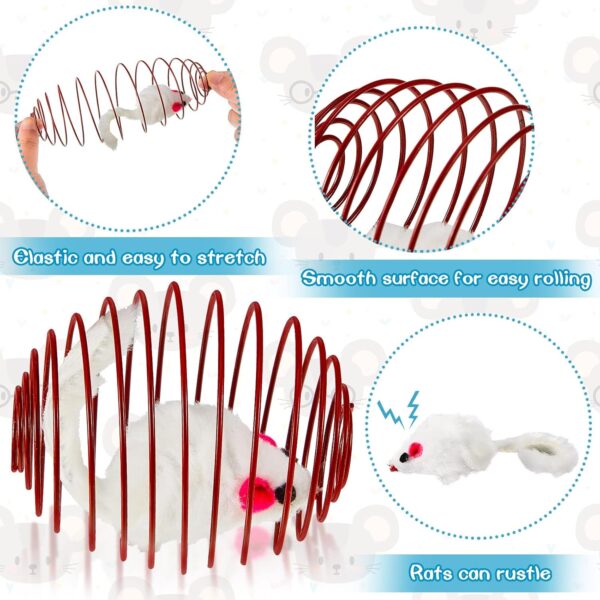 5 Pcs Cat Spring Balls Stretchable Cat Springs Toys Interactive Cat Toys Rolling Cat Balls Colorful Playful Coils Spring Action Toy Caged Rats for Kitten Cat Pet Supplies Indoor Play, Random Color - Image 3