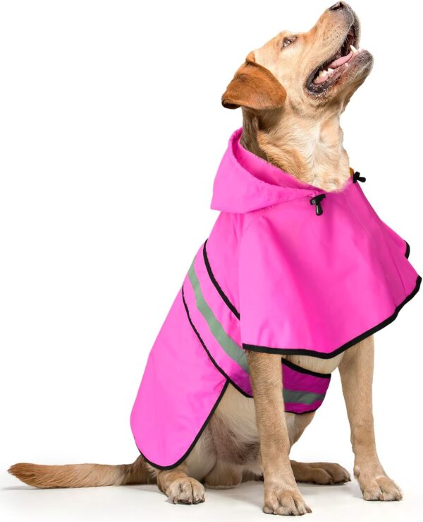 Waterproof Dog Raincoats - Hooded Raincoats for Dogs, Adjustable Reflective Dog Rain Coat, Windproof Dog Rain Jacket Pet Rain Slicker Poncho for Small, Medium, Large Dogs (X-Large, PINK) - Image 2