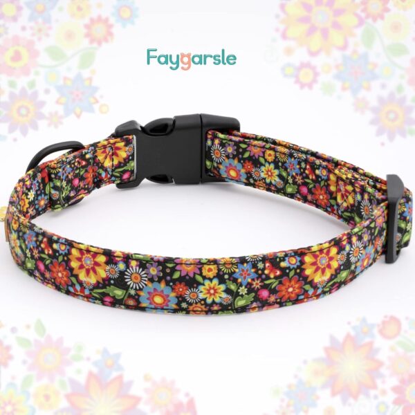 Faygarsle Floral Dog Collar for Girls and Female Dogs Soft and Fancy Pet Collar with Flower Design Ideal Black Dog Collar for Small Medium Large Dogs M - Image 2