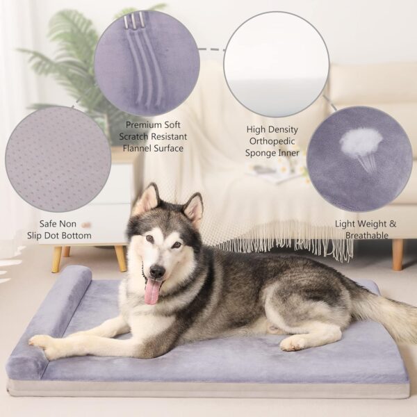 JoicyCo Dog Bed for Medium Dogs with Pillow Orthopedic Pet Bed Mattress 31.5 inch Joint Relief Pet Sleeping Mat, Non Slip Removable Washable Cover, Lilac Grey - Image 5