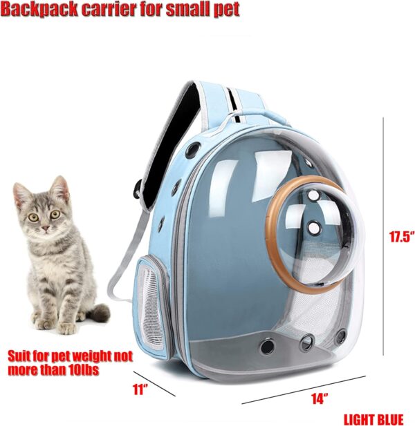 Cat Backpack Carriers,Bubble Space Capsule Kitten Pet Puppies Weight about 10lb,Designed for Travel, Hiking, Walking,Camping& Outdoor Use (Light Blue) - Image 3