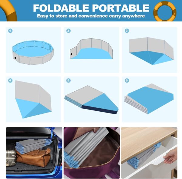 Dog Pool for Large Dogs, Plastic Pool for Dogs, Dog Bathtub Portable, Foldable Pool for Dogs Slip-Resistant (47.2''x 12'') - Image 4