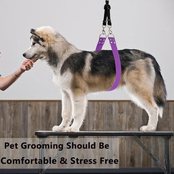 Pet Dog Grooming Belly Straps - Pet Dog Grooming Loops Grooming Helper Purple Groomer Belly Support Band Wide Waterproof PVC Belly Loop Grooming Restraint for Pet Bathing (Purple-Short) - Image 6