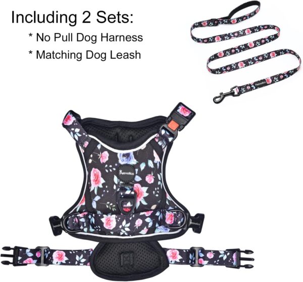 Petmolico No Pull Dog Harness and Leash Set, No Choke 4 Leash Attchments Easy Control Handle Soft Padded Reflective Vest Dog Harness for Large Dog Breed, Rose Large - Image 6