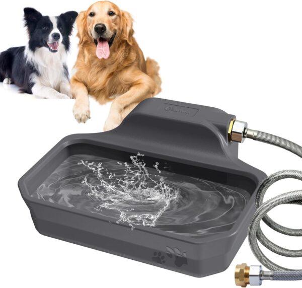 135OZ Automatic Water Dispenser for Large Dogs - Outdoor Animal Water Bowl with Water Fill Valve, 5ft Water Hose, Copper Connector - Dog Water Bowl Dispenser Extra-Large Drinking Area