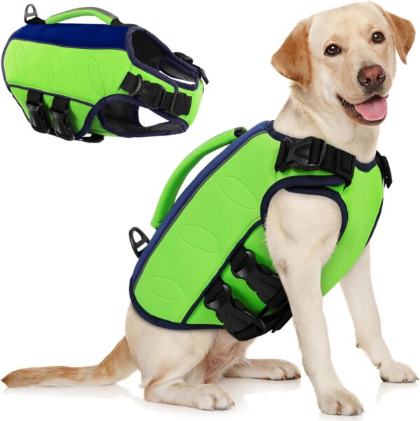 AOFITEE Dog Life Vest for Swimming, Ripstop Small Dog Life Jacket, Reflective Dog Swimming Vest with Rescue Handle and Superior Buoyancy, Adjustable Dog Floating Vests for Small Medium Large Dogs, S