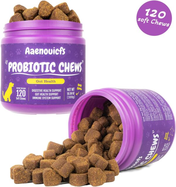 Probiotics for Dogs，Dog Probiotics and Digestive Enzymes，Health and Immune Support. Relieves Constipation, Bad Breath, Flatulence and Upset Stomach. Veterinarian Developed,120 Chews, Duck Flavor. - Image 7