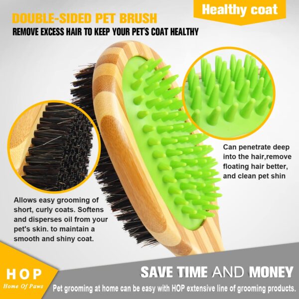 HOP Short Hair Dog Brush Pet Brushing Grooming Comb for Short Hair Coats Detangling and Shedding Coat Hair Remover Two Sided Removing Dirt & Loose Hair for Dogs Home of Paws - Image 3