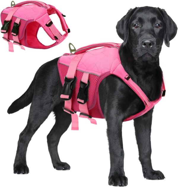 ASENKU Dog Life Jacket with Rescue Handle, Dog Life Vest for Swimming Boating with High Flotation, Ripstop Lightweight Pet Life Preserver with Reflective Stripes for Small Medium Large Dogs - Image 2