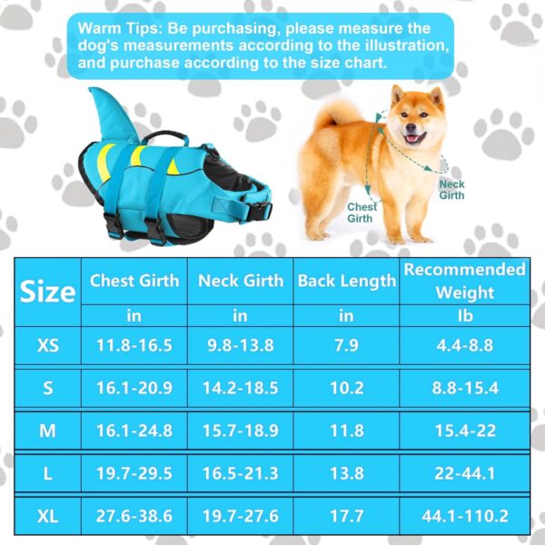 Fragralley Shark Dog Life Jacket, Adjustable Dog Life Vest with Shark Fin, Suit for Small Medium Large Dog life vest for Swimming and Boating - Image 6