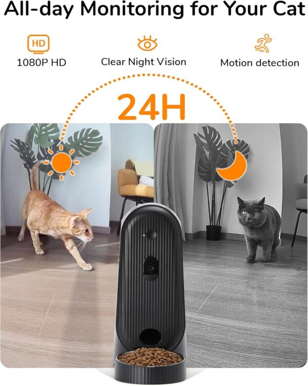 Automatic Cat Feeder, 1080P HD Camera Timed Auto Dog Feeder with App, FUKUMARU Smart 5G WIFI Dry Food Dispenser - Never Miss a Feeding with Honey Pets - Image 5