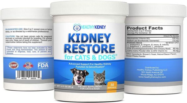 Kidney Restore Cats & Dogs 3-Pack to Support Normal Kidney Function, Creatinine, Pet Renal Kidney Health Supplement Felines Canines