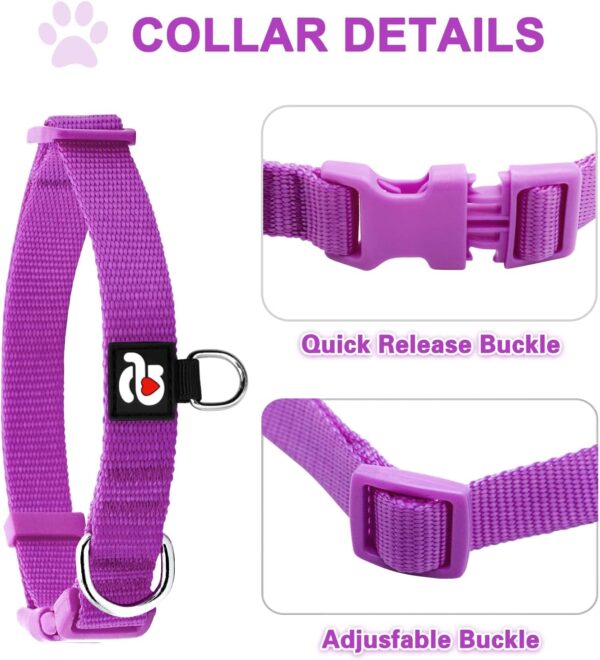 azuza 3 Pack Dog Collars Comfortable and Adjustable Nylon Dog Collars for Medium Dogs, M (14-20inch)，Pink, Hot Pink and Purple - Image 2