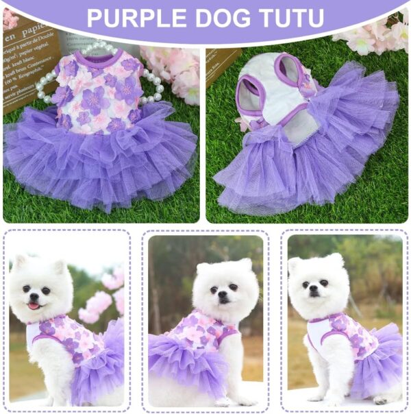 Sebaoyu Dog Dresses for Small Dogs Girl 3 Pack Summer Puppy Clothes Outfit Apparel Female Cute Cat Skirt Pup Tutu Pink Yorkie Clothing Breathable Pet Dress for French Bulldog Chihuahua (AA, X-Small) - Image 2