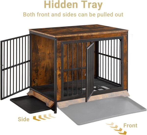 75" Large Corner Dog Crate Furniture, Double Dog Kennel Furniture for 2 Large Dogs, Stackable Dog Crates Furniture with Removable Divider & Hidden Tray & 3 Doors - Image 4