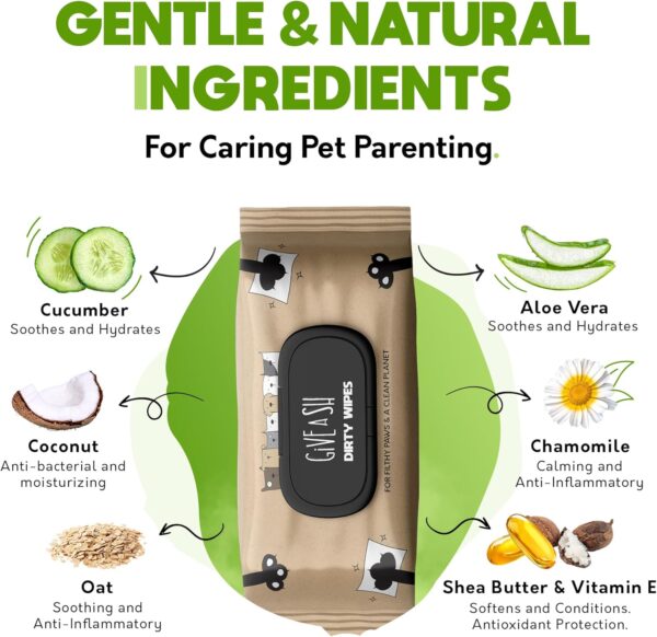 G.A.S Plant-Based Full Body Pet Wipes for Dogs & Cats - Vet-Designed & Hypoallergenic Dog Wipes - Cleaning & Deodorizing Wipes for Pets - Wood-Based & Earth-Friendly - Pack of 100 Wipes - Image 3