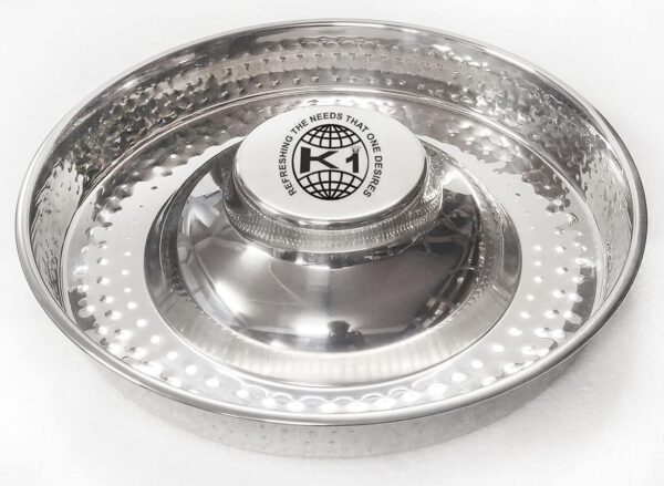 King International Stainless Steel 1 Hammered Slow Feeder Dog Bowl, Puppy Bowl,Puppy Food Bowl,Dog Bowl for Small Dogs,11.4'',Puppy Saucer,Puppy Supplies,Puppy Feeder,Puppy Feeding Bowls for Litters